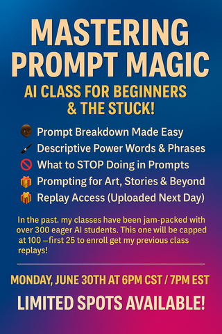 Mastering Prompt Magic – LIVE AI Class for Beginners &amp; the Stuck! (NO REFUND)